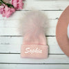 Personalised Pink Baby Pom Hat - Just Blue or Pink