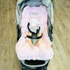 Personalised Pink Broderie Anglaise Frilly Pram Liner - Just Blue or Pink