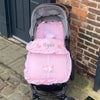 Personalised Pink Frilly Pram Footmuff with Pink Bows - Just Blue or Pink