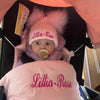 baby wearing Personalised Pink double Pom Hat 