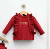 Personalised Red Ruffle Frill Loungewear - Just Blue or Pink