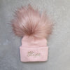 Personalised Rose Gold Pom Hat - Just Blue or Pink