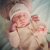Personalised Rose Gold Pom Pom Hat - Just Blue or Pink