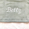 Personalised Sage Green Fleece Pom Blanket - Just Blue or Pink