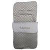 Personalised Silver Grey Velour Dimple Pram Footmuff - Just Blue or Pink