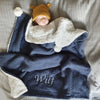 Personalised Steel Blue Fleece Pom Blanket - Just Blue or Pink