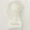 Personalised White Baby Pom Hat - Just Blue or Pink
