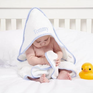 Personalised White & Blue Baby Towel - Just Blue Or Pink
