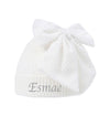 Personalised White Chenille Hat with Large Bow - Just Blue or Pink