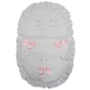 Personalised White Frilly Car Seat Footmuff - Just Blue or Pink