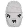 Personalised White Frilly Car Seat Footmuff - Just Blue or Pink