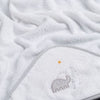 Personalised White & Grey Baby Towel - Just Blue or Pink