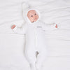 Personalised White Knitted Pramsuit - Just Blue or Pink