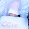 Personalised White Velour Dimple Pram Footmuff - Just Blue or Pink