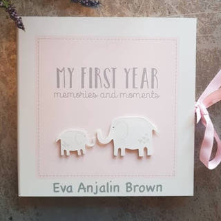 Personalised My First Year Record Book - Pink - Just Blue Or Pink