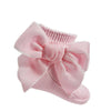 Pink Velour Bow Ankle Socks - Just Blue or Pink