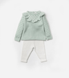 Sage Green Knitted Jumper and White Ribbed Leggings - Just Blue or Pink
