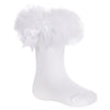 White knee length Tutu Socks with Bow - Just Blue or Pink